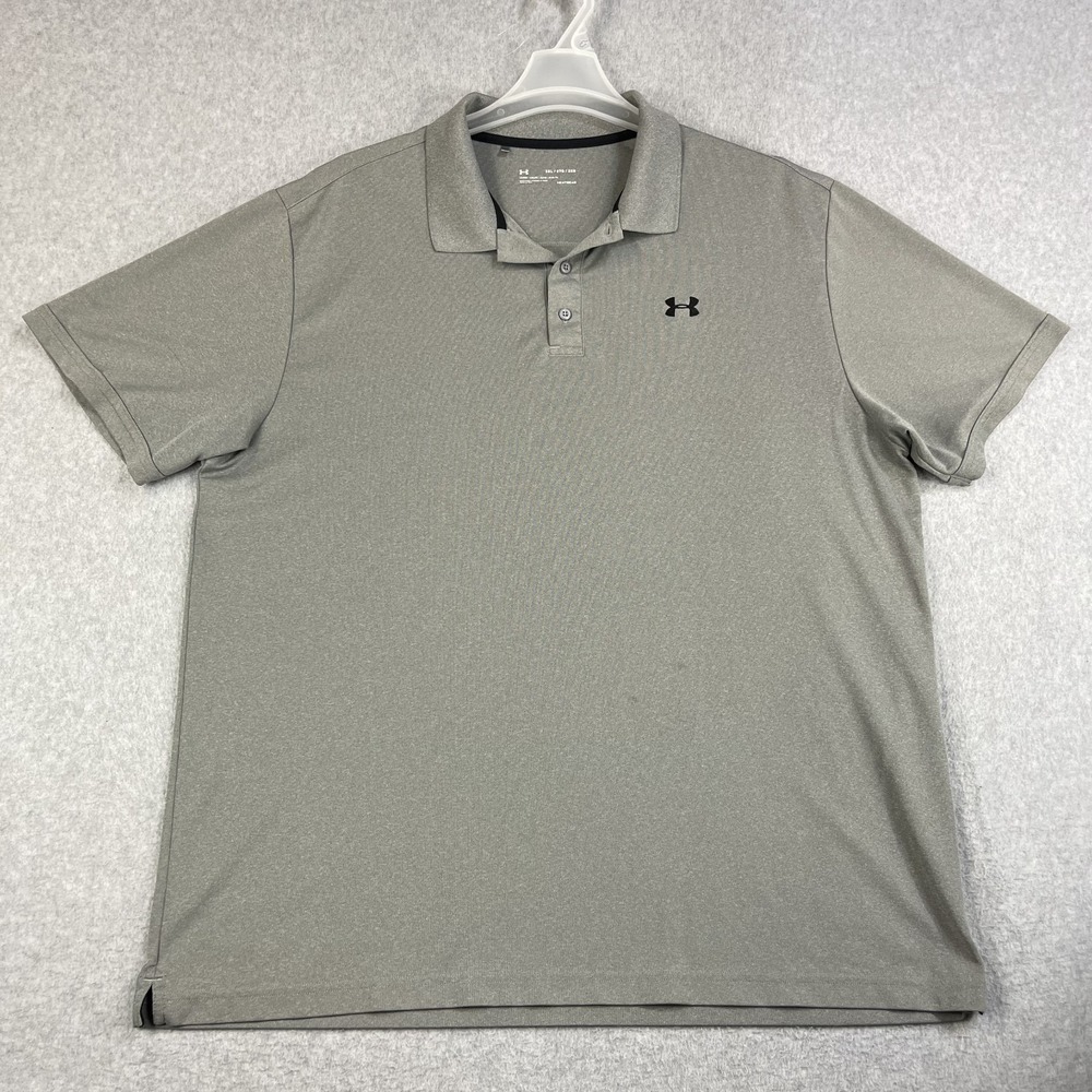Under Armour Polo Shirt Mens 3XL Gray Performance Loose Fit Heat Gear Stretch 2